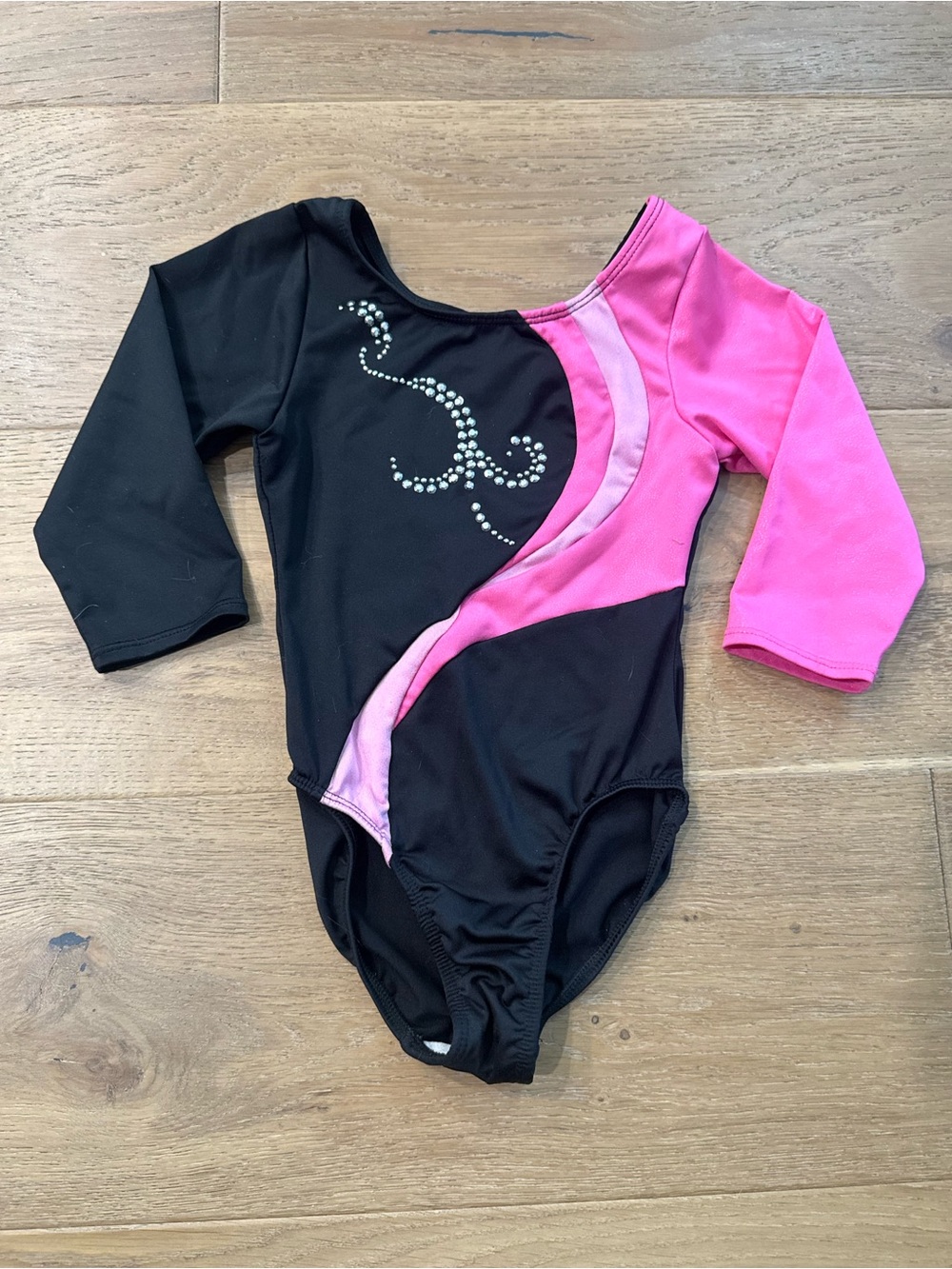 Freestyle Danskin Girls bodysuit leotard suit size XS 4/5 pink black long sleeve